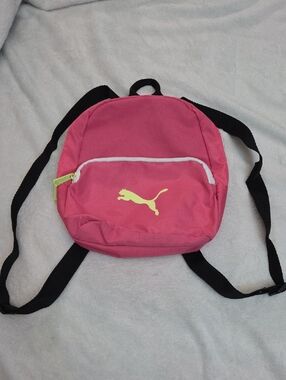 Puma Pink Backpack with Neon Yellow Logo